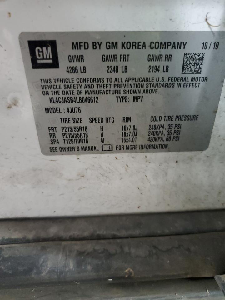 2020 Buick Encore Preferred VIN: KL4CJASB4LB046612 Lot: 92183445