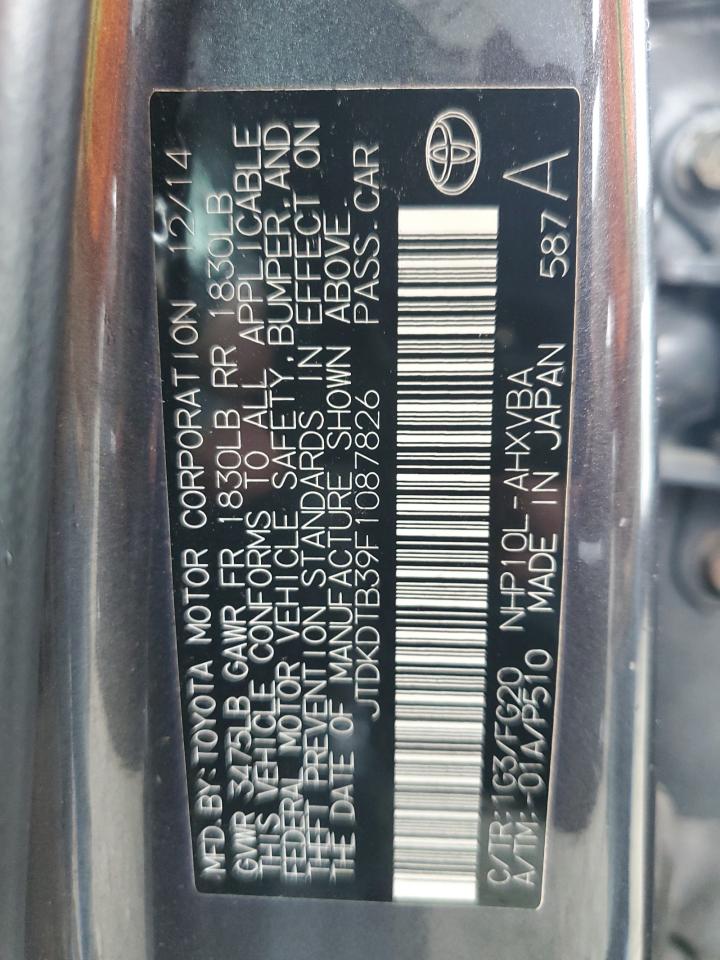 2015 Toyota Prius C VIN: JTDKDTB39F1087826 Lot: 90902865