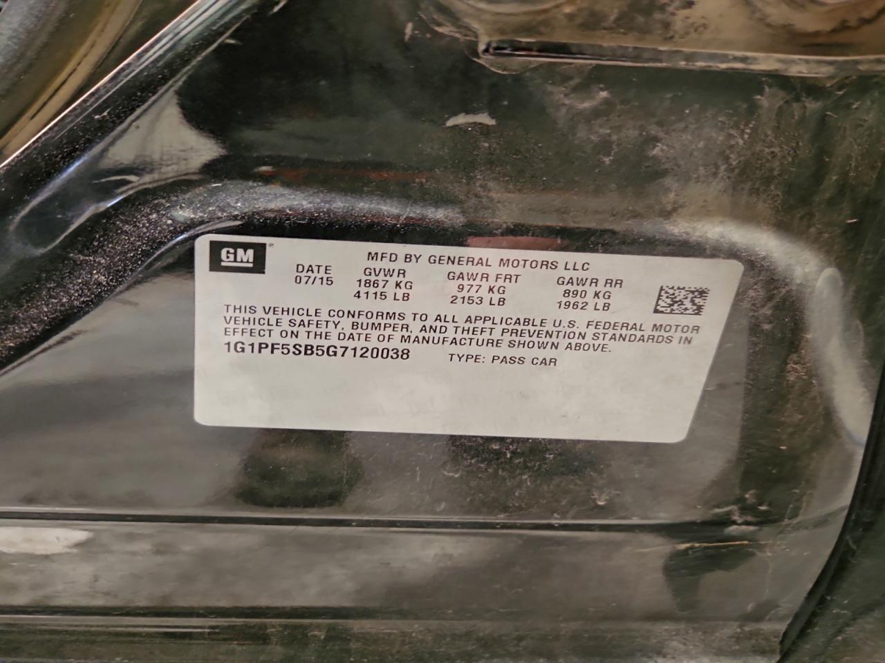 2016 Chevrolet Cruze Limited Lt VIN: 1G1PF5SB5G7120038 Lot: 93934585