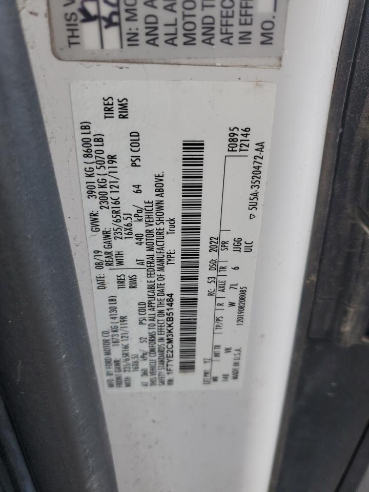 2019 Ford Transit T-150 VIN: 1FTYE2CM3KKB51484 Lot: 71624825