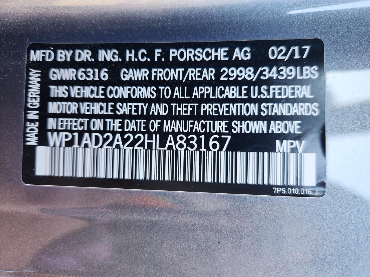 2017 Porsche Cayenne Gts VIN: WP1AD2A22HLA83167 Lot: 92231845