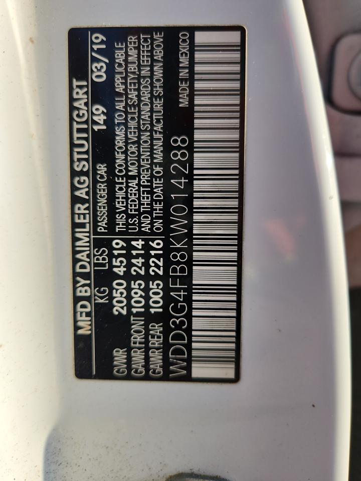 2019 Mercedes-Benz A 220 4Matic VIN: WDD3G4FB8KW014288 Lot: 92696075