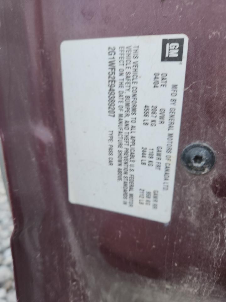 2004 Chevrolet Impala VIN: 2G1WF52E949389207 Lot: 91594615