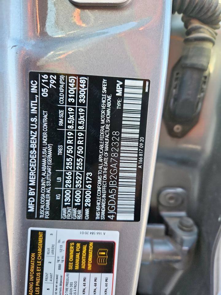 2016 Mercedes-Benz Gle 350 VIN: 4JGDA5JB2GA782328 Lot: 91673705