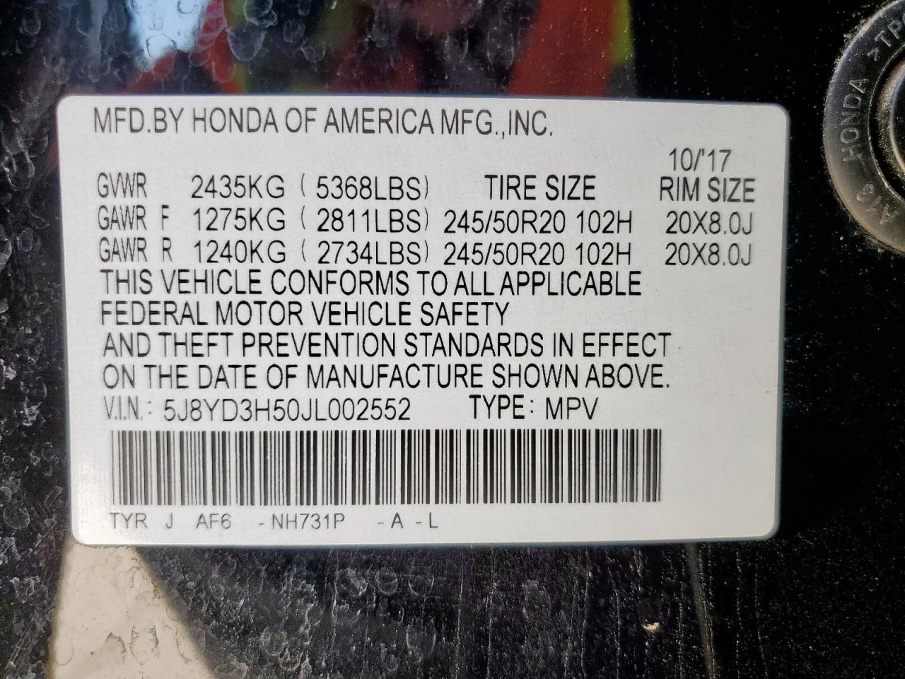 2018 Acura Mdx Technology VIN: 5J8YD3H50JL002552 Lot: 91141325