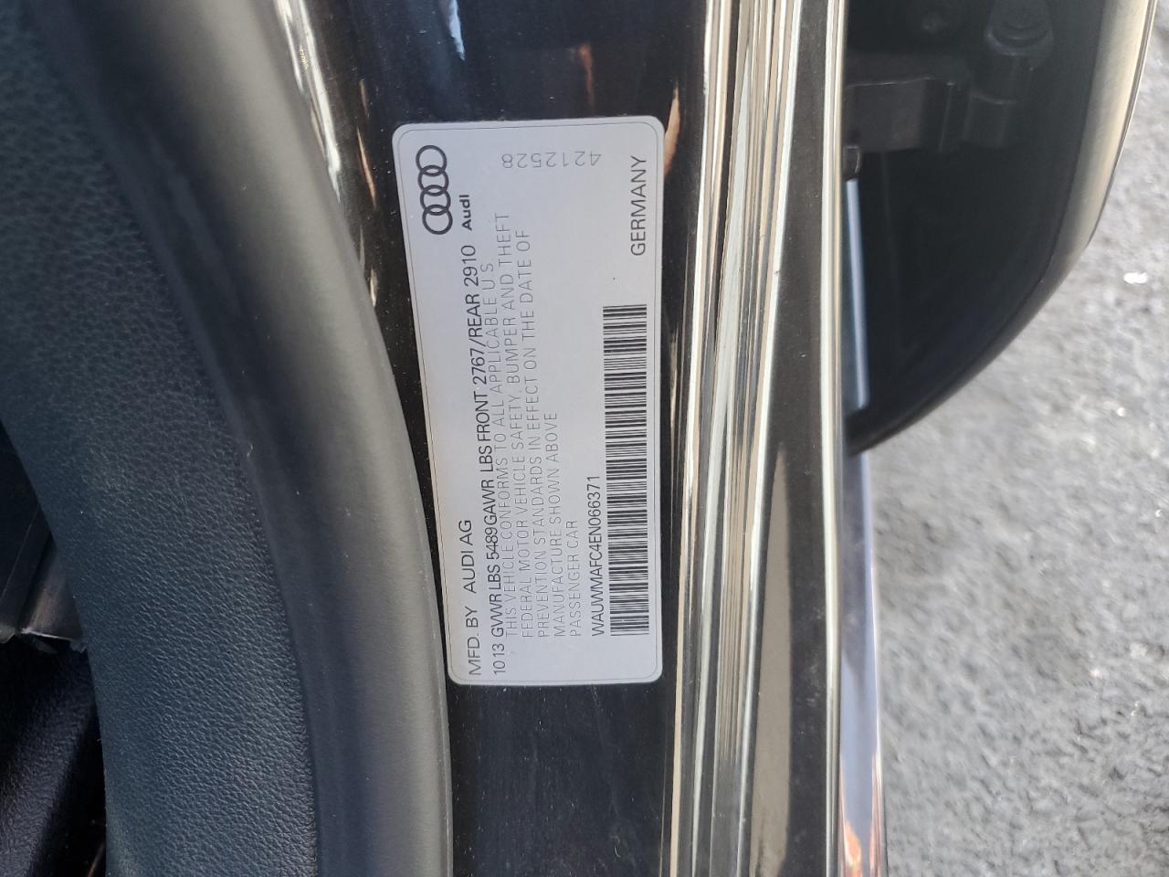 2014 Audi A7 Premium Plus VIN: WAUWMAFC4EN066371 Lot: 91780115