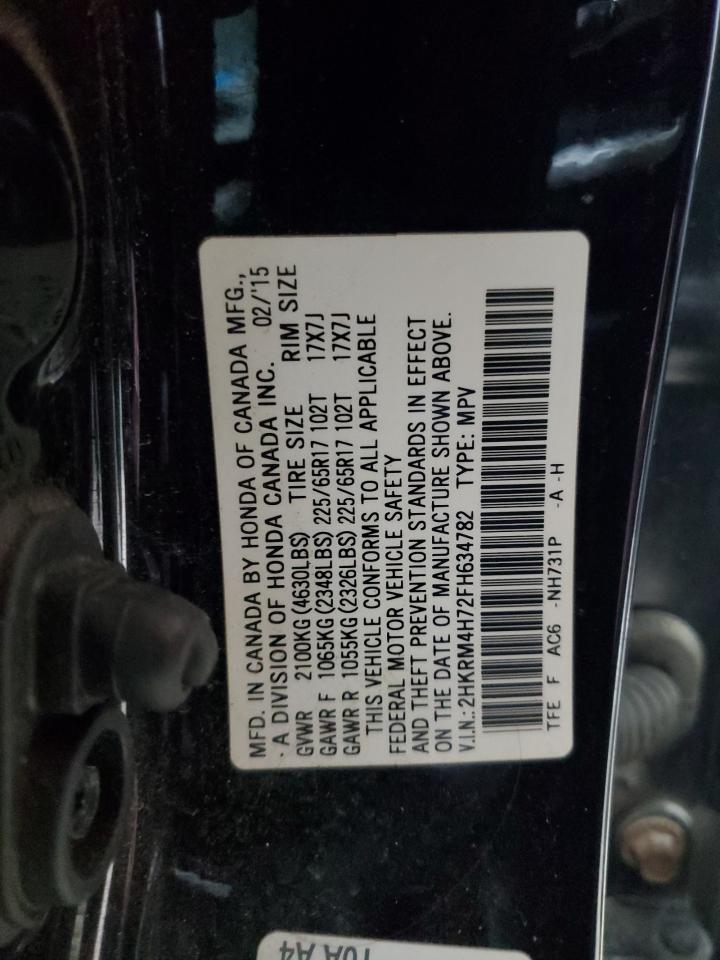 2015 Honda Cr-V Exl VIN: 2HKRM4H72FH634782 Lot: 92054505