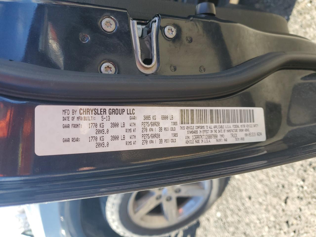 2013 Ram 1500 St VIN: 1C6RR7KT1DS687990 Lot: 92294965