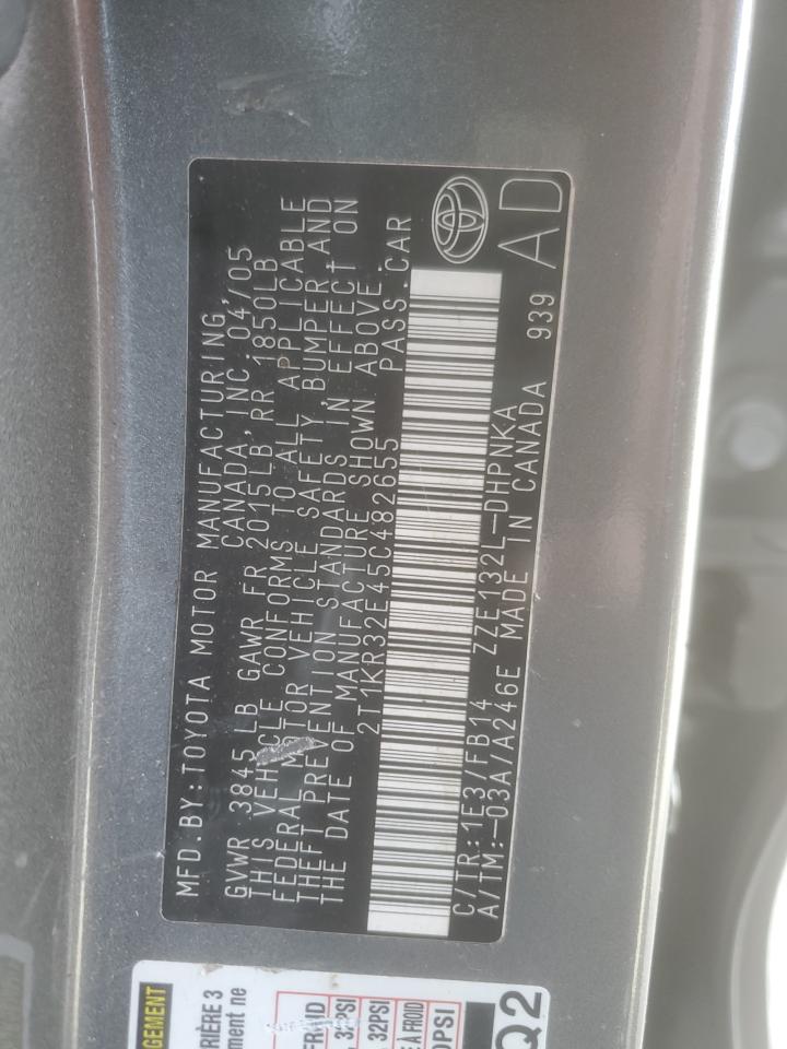 2005 Toyota Corolla Matrix Xr VIN: 2T1KR32E45C482655 Lot: 92744865