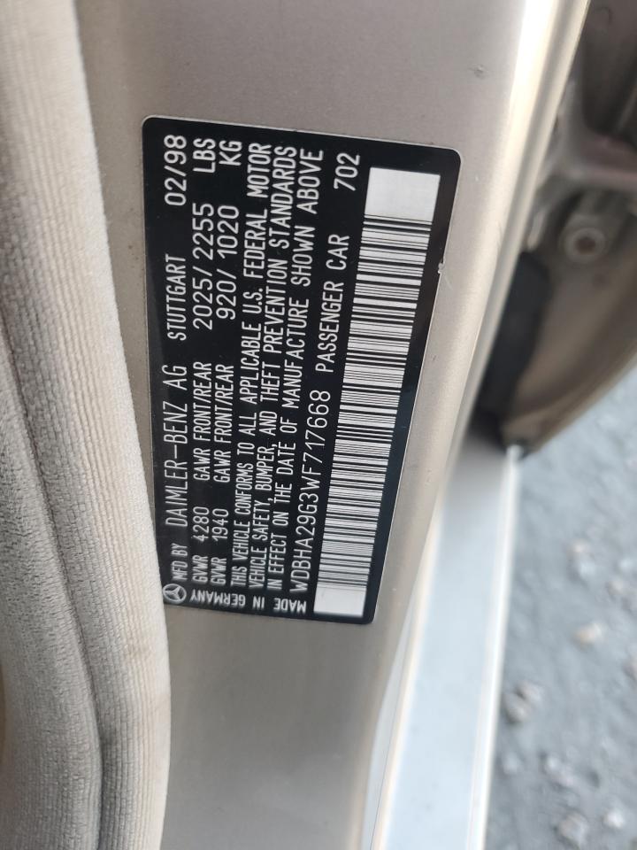 1998 Mercedes-Benz C 280 VIN: WDBHA29G3WF717668 Lot: 92866815