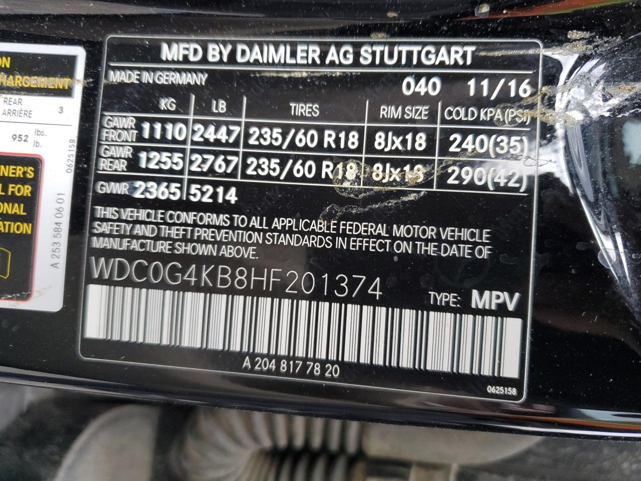 2017 Mercedes-Benz Glc 300 4Matic VIN: WDC0G4KB8HF201374 Lot: 86069155