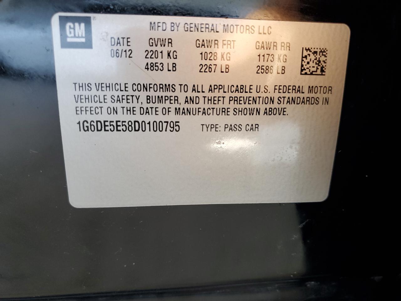 2013 Cadillac Cts Luxury Collection VIN: 1G6DE5E58D0100795 Lot: 91068475