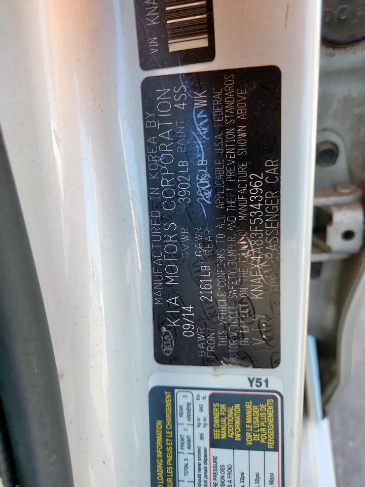 2015 Kia Forte Ex VIN: KNAFX4A83F5343962 Lot: 91929855