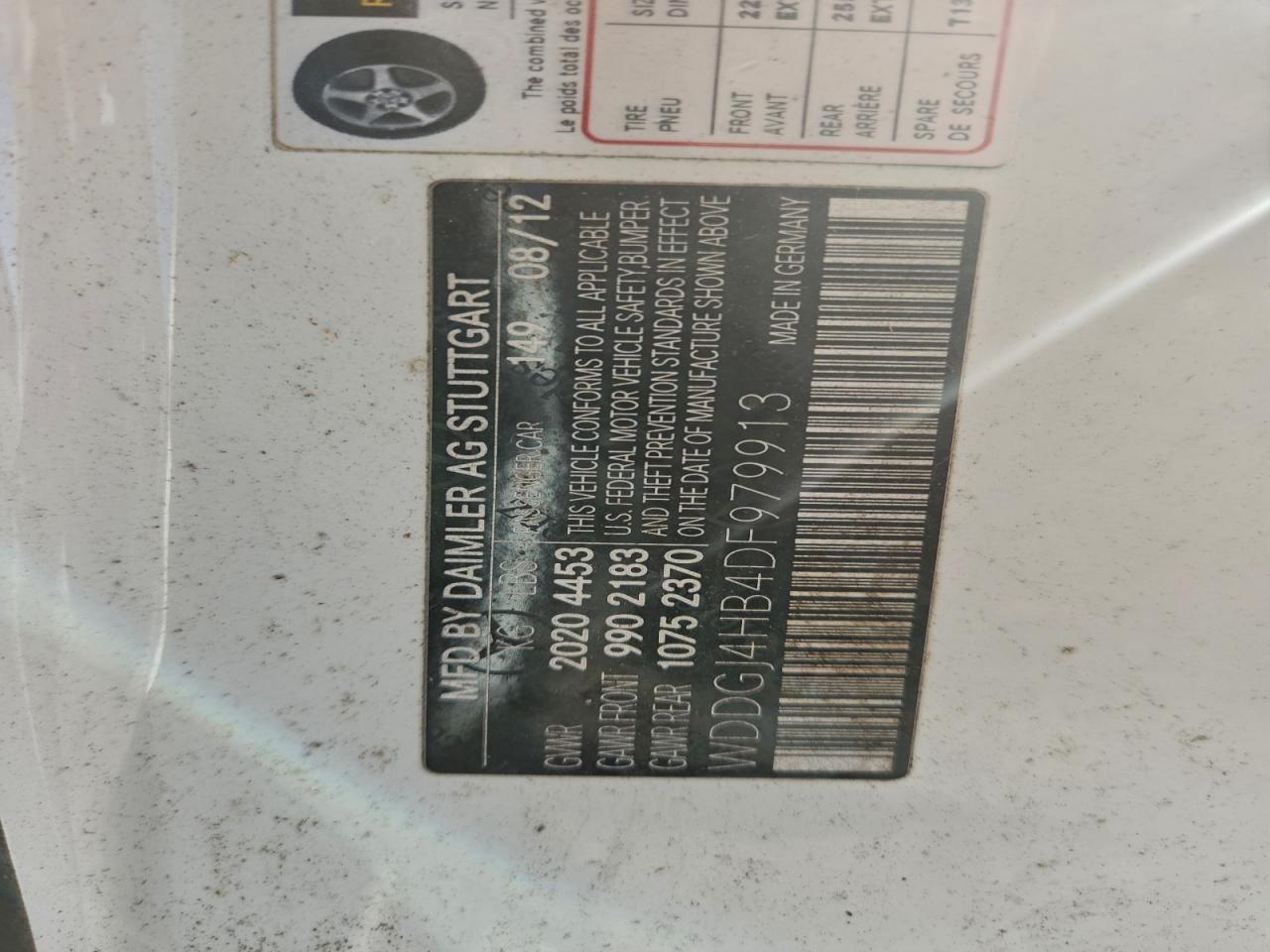 2013 Mercedes-Benz C 250 VIN: WDDGJ4HB4DF979913 Lot: 94460735