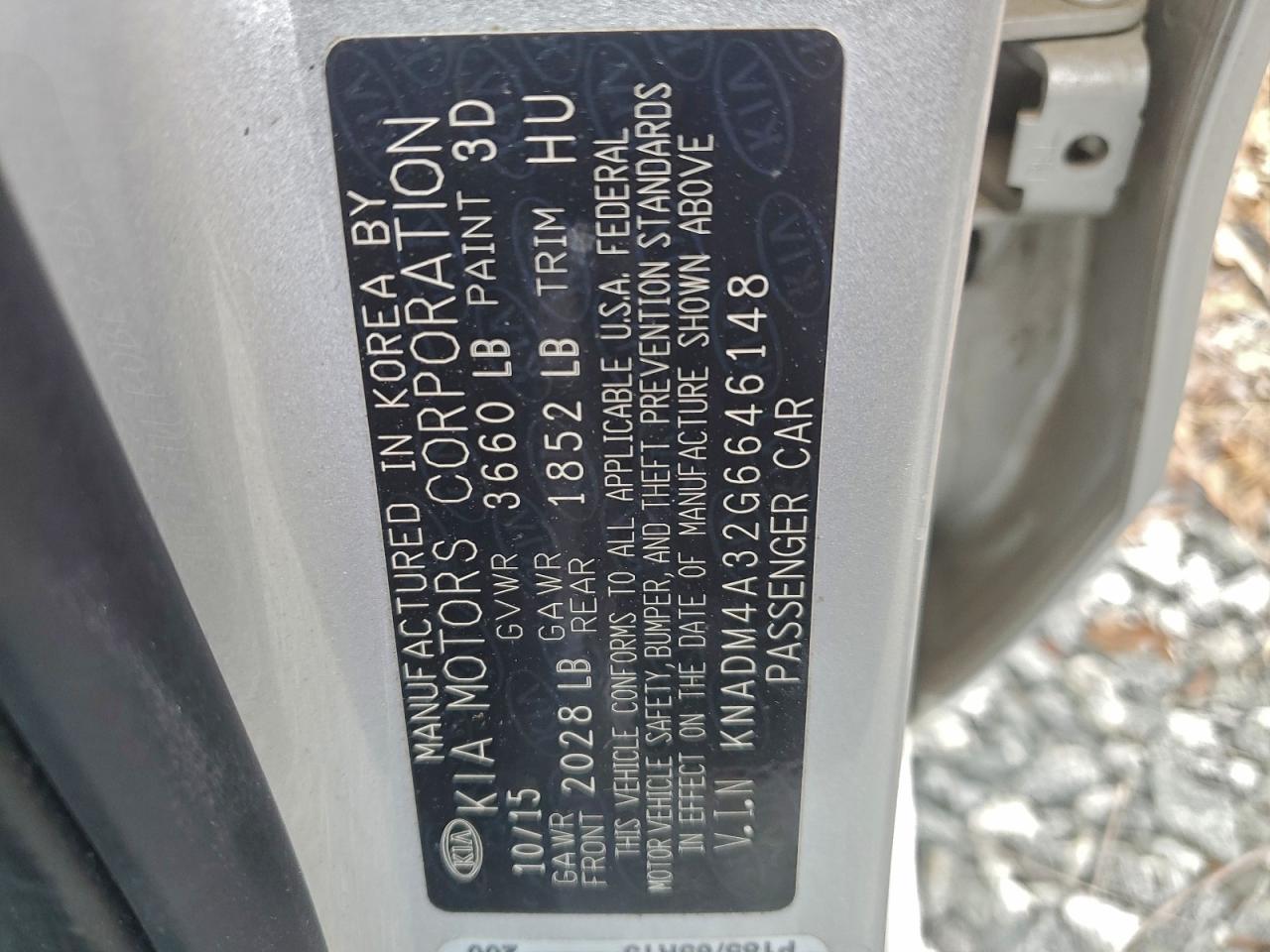 2016 Kia Rio Lx VIN: KNADM4A32G6646148 Lot: 93628045