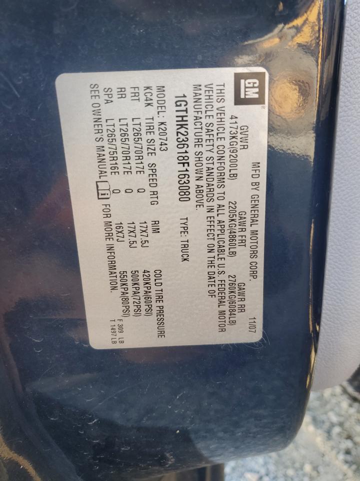 2008 GMC Sierra K2500 Heavy Duty VIN: 1GTHK23618F163080 Lot: 91016615