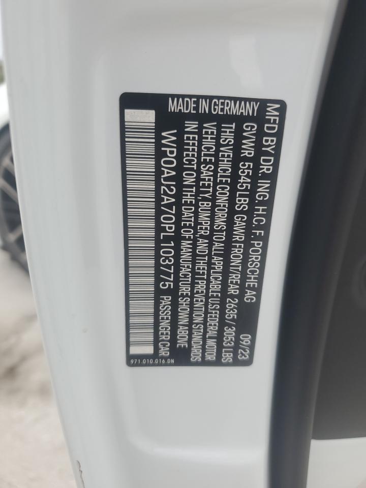 2023 Porsche Panamera Base VIN: WP0AJ2A70PL103775 Lot: 91663775