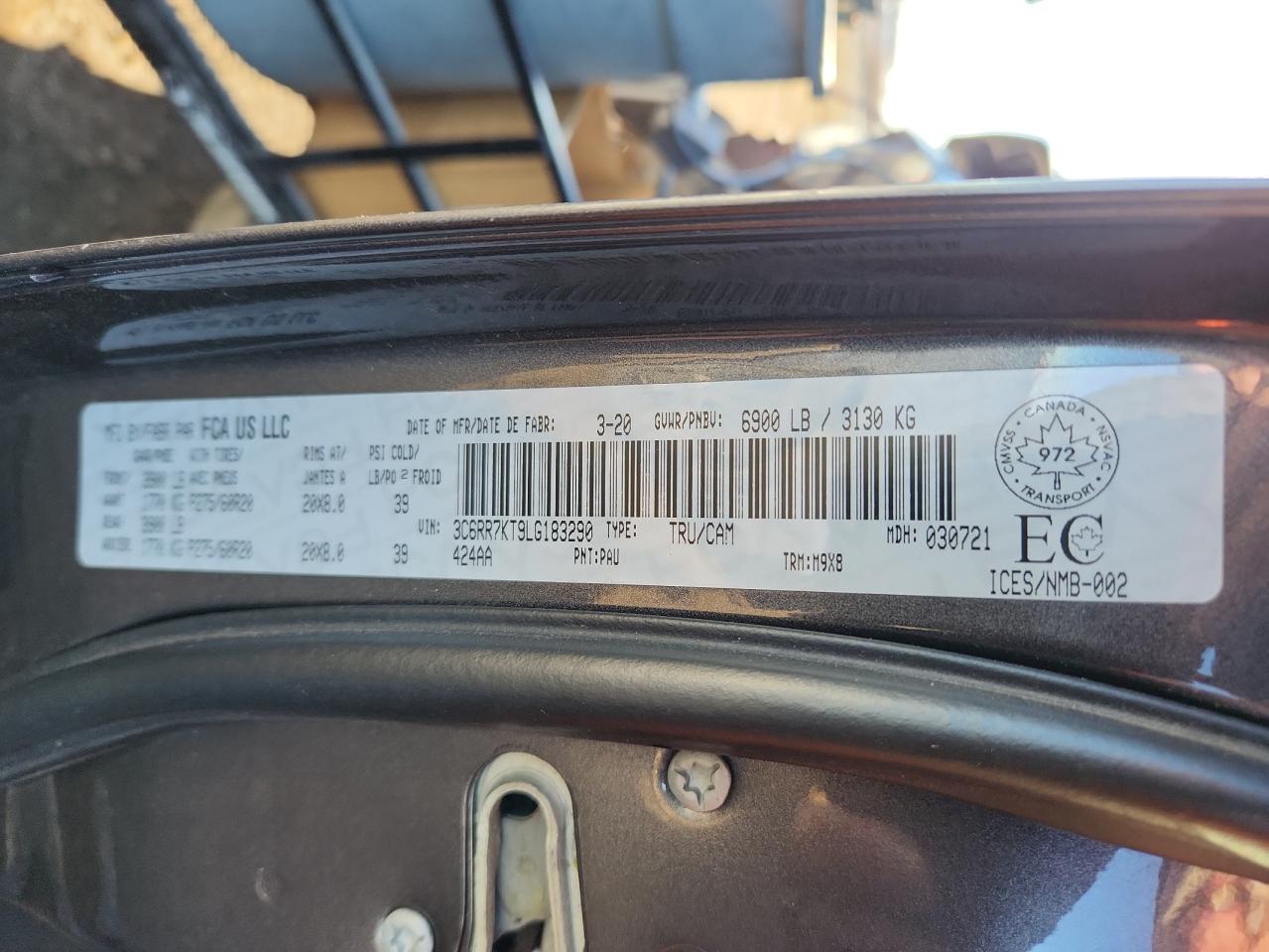 2020 Ram 1500 Classic Tradesman VIN: 3C6RR7KT9LG183290 Lot: 93817305