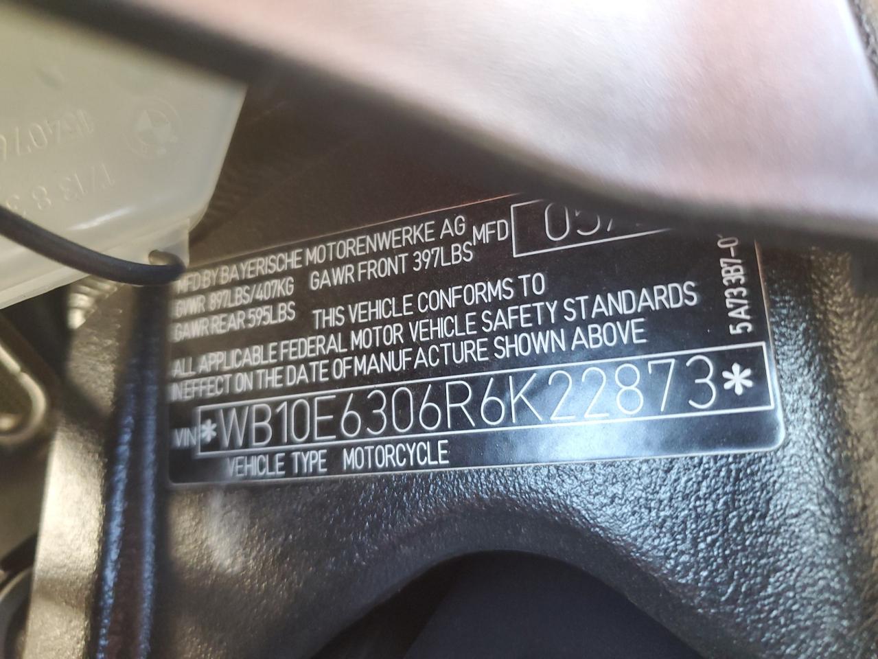 2024 BMW S 1000 Rr VIN: WB10E6306R6K22873 Lot: 92913505