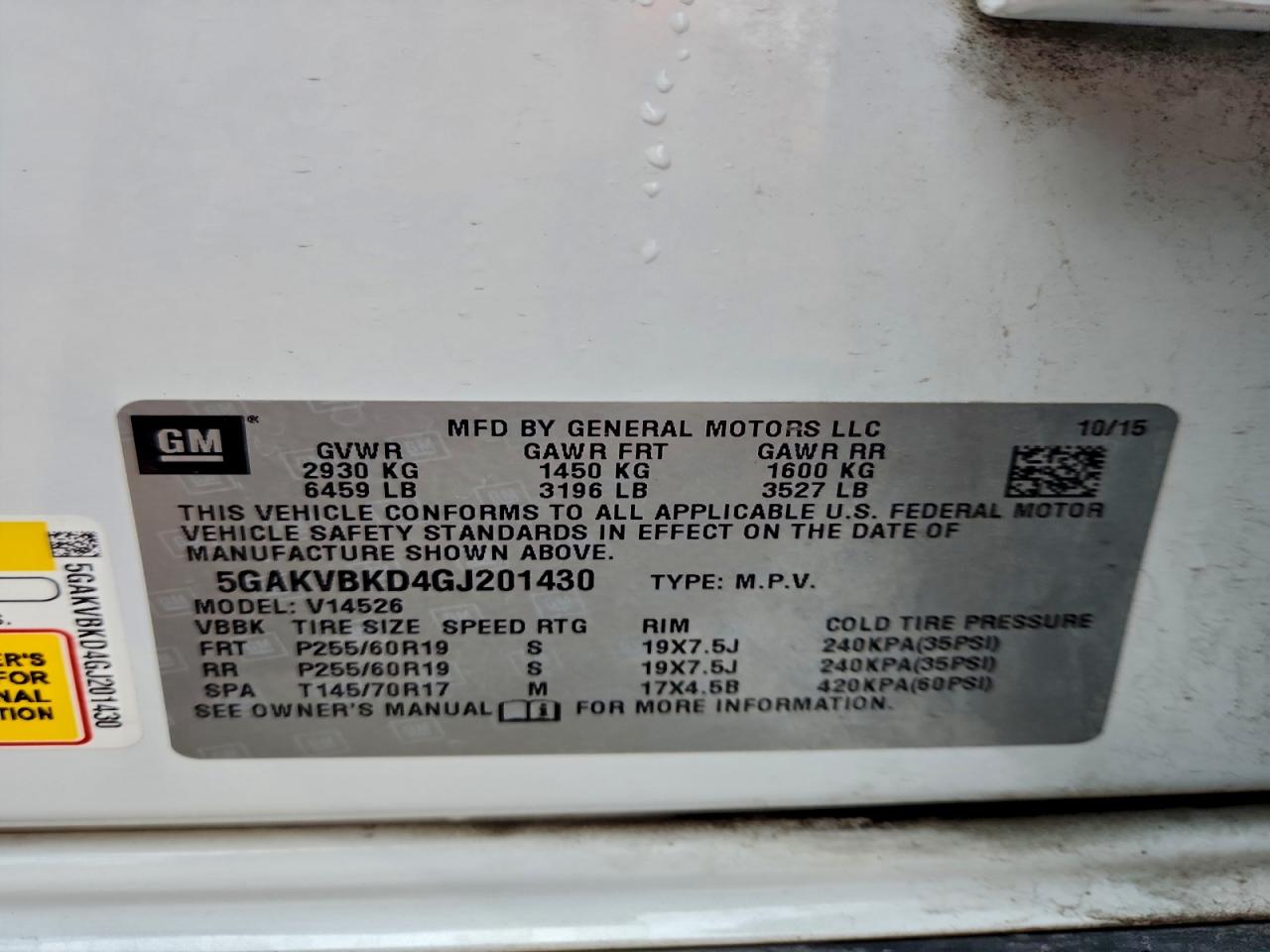 2016 Buick Enclave VIN: 5GAKVBKD4GJ201430 Lot: 94093285