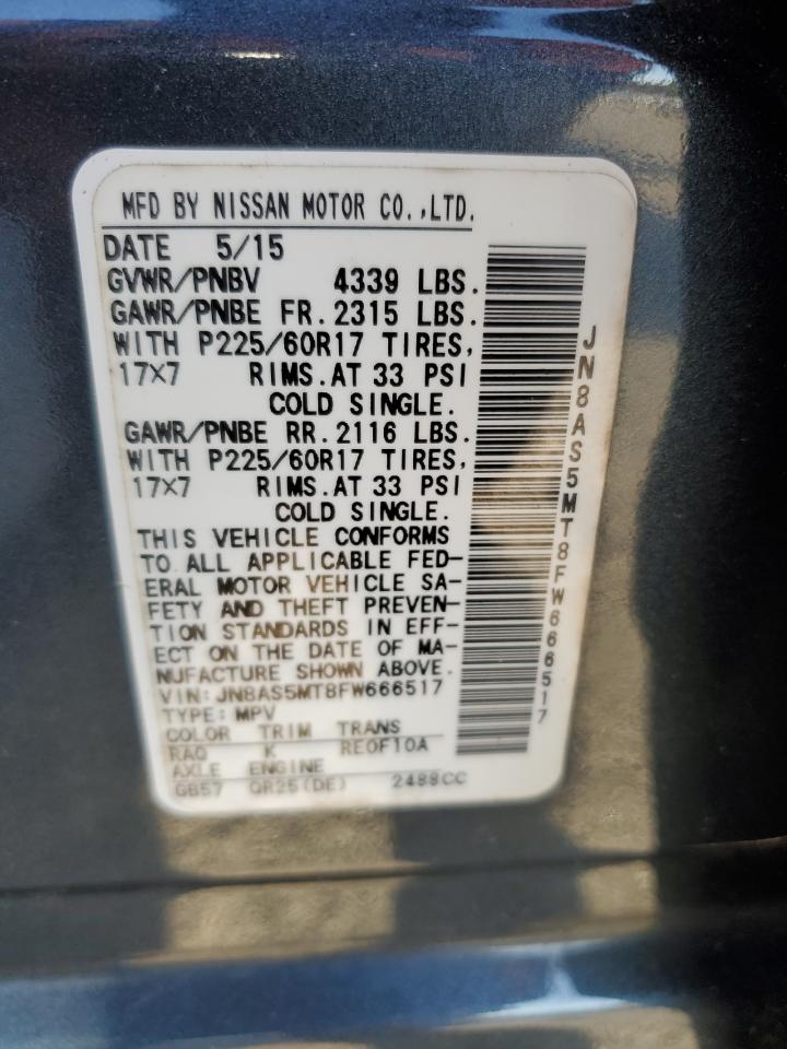 2015 Nissan Rogue Select S VIN: JN8AS5MT8FW666517 Lot: 92114105