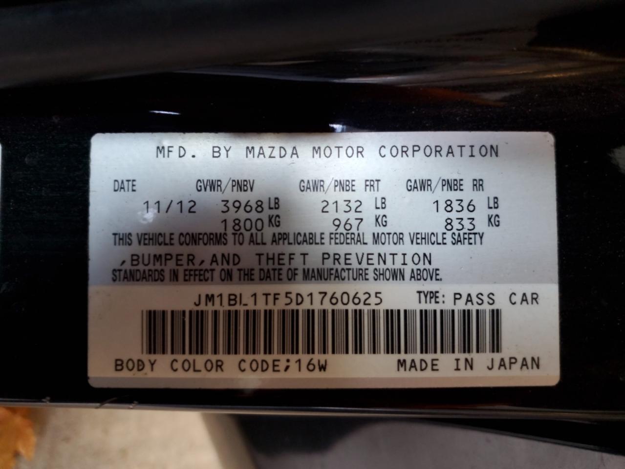 2013 Mazda 3 I VIN: JM1BL1TF5D1760625 Lot: 91863655