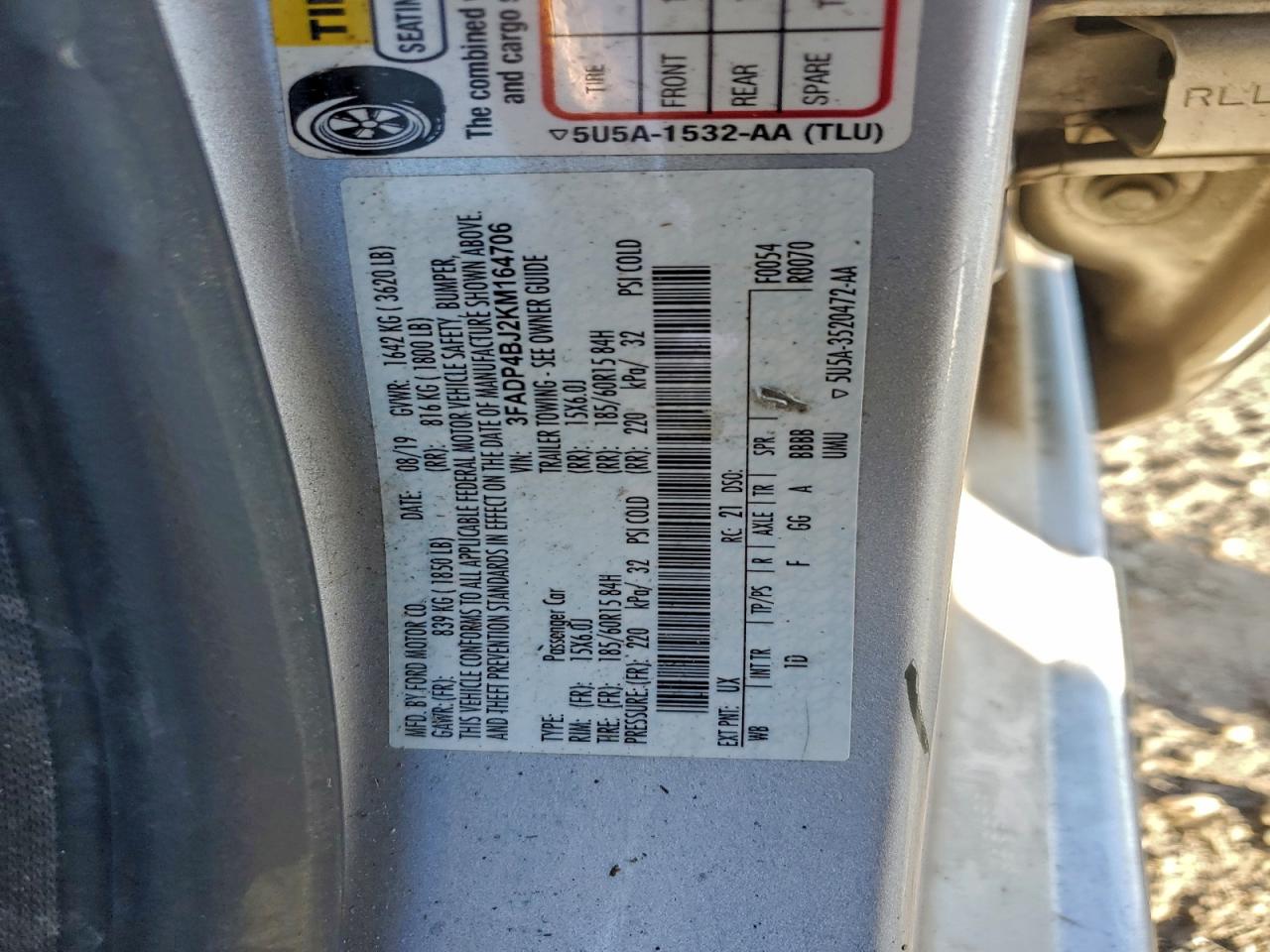 2019 Ford Fiesta Se VIN: 3FADP4BJ2KM164706 Lot: 93665665