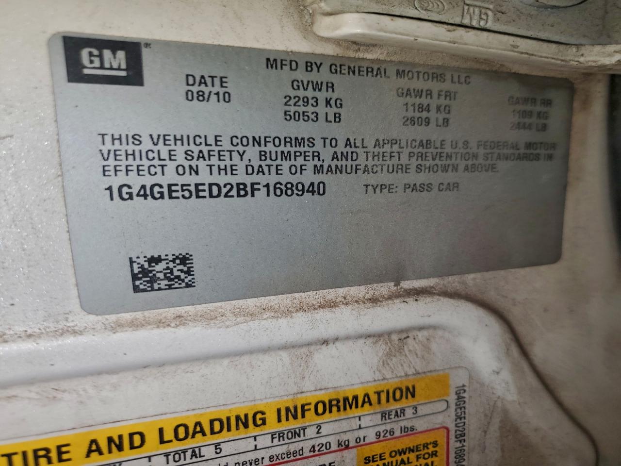 2011 Buick Lacrosse Cxs VIN: 1G4GE5ED2BF168940 Lot: 93716105