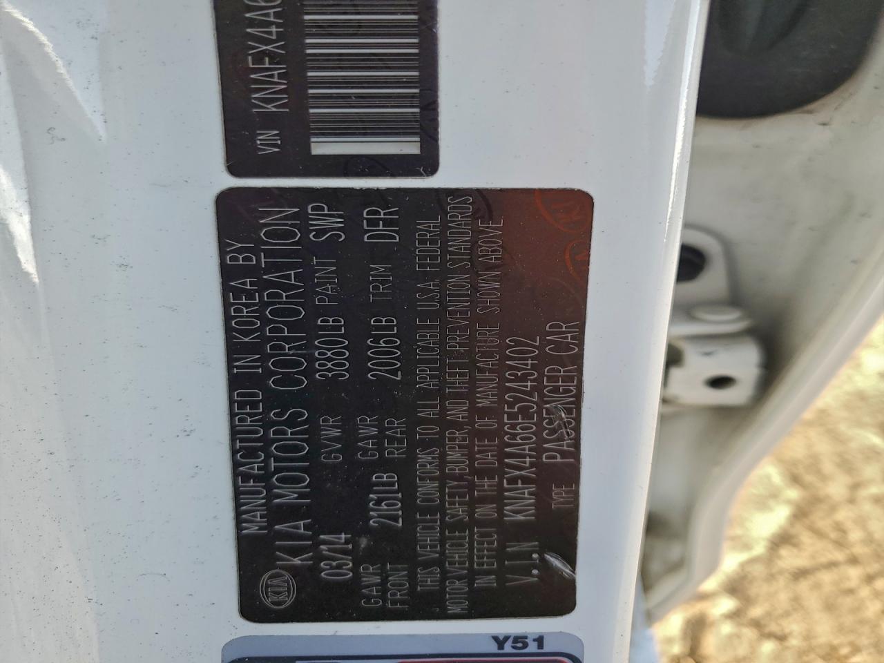 2014 Kia Forte Lx VIN: KNAFX4A66E5243402 Lot: 94810745