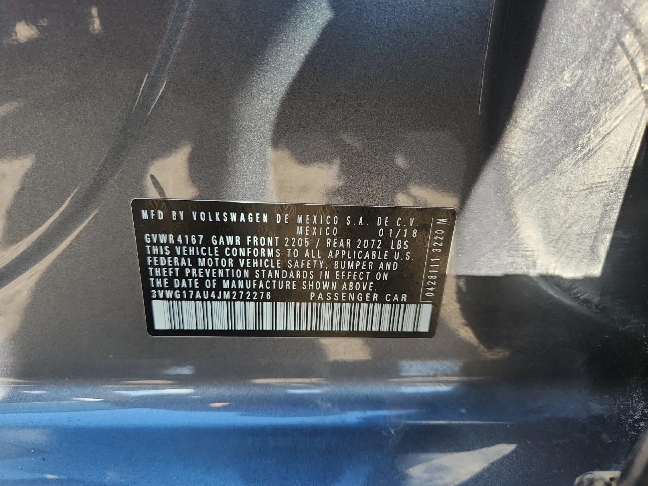 2018 Volkswagen Golf S VIN: 3VWG17AU4JM272276 Lot: 91042005