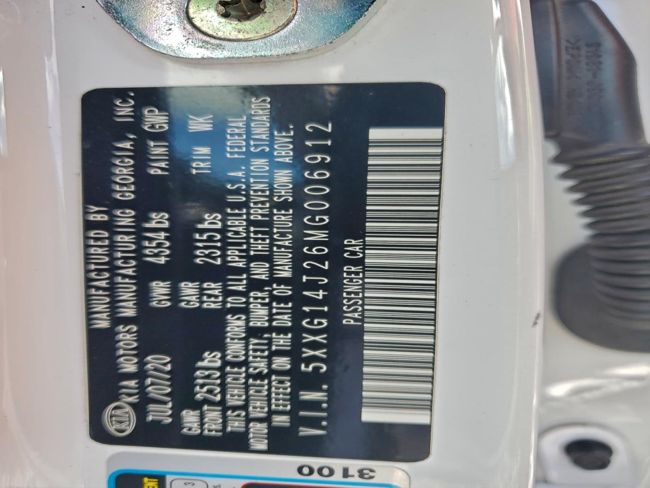 2021 Kia K5 Lxs VIN: 5XXG14J26MG006912 Lot: 94152465