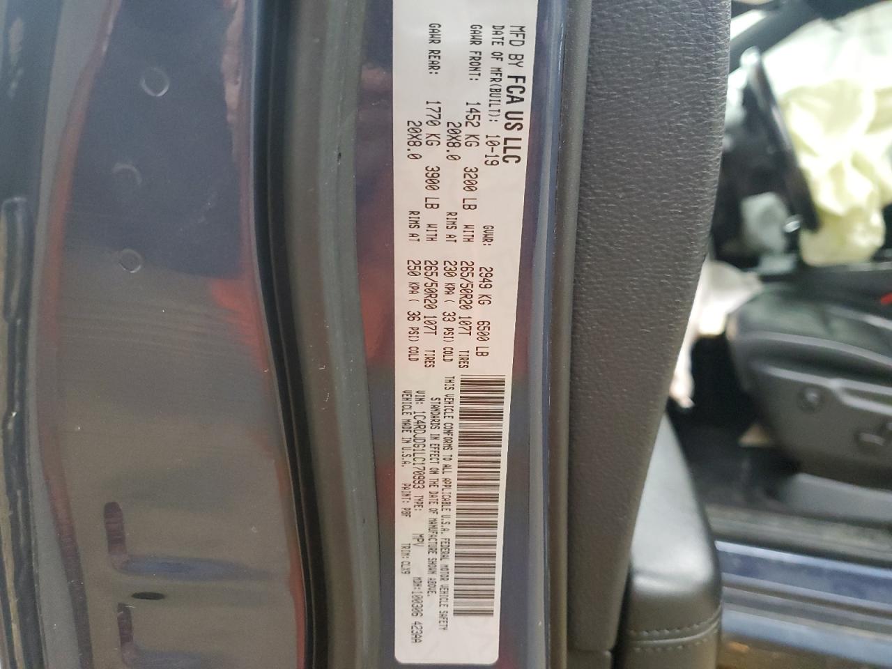 2020 Dodge Durango Gt VIN: 1C4RDJDG1LC170993 Lot: 93301485