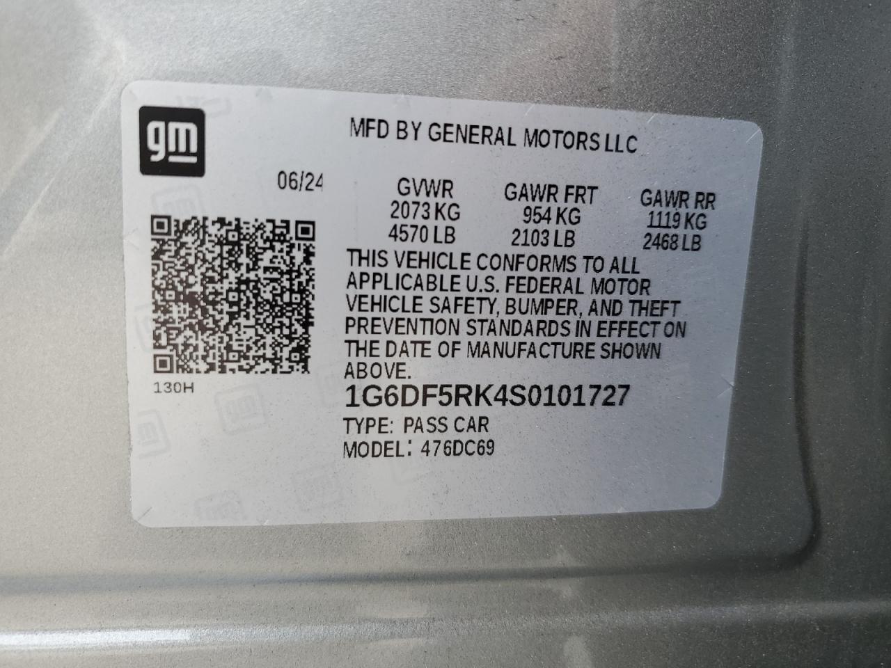 2025 Cadillac Ct4 Premium Luxury VIN: 1G6DF5RK4S0101727 Lot: 92822445