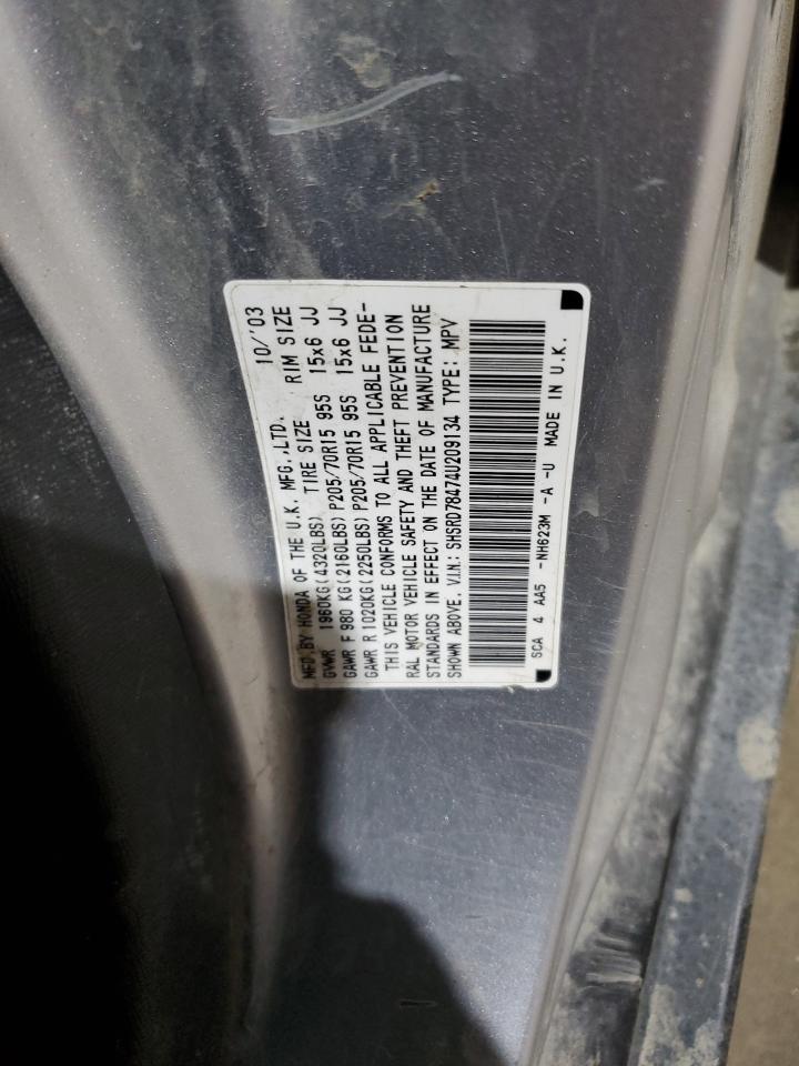 2004 Honda Cr-V Lx VIN: SHSRD78474U209134 Lot: 92277765