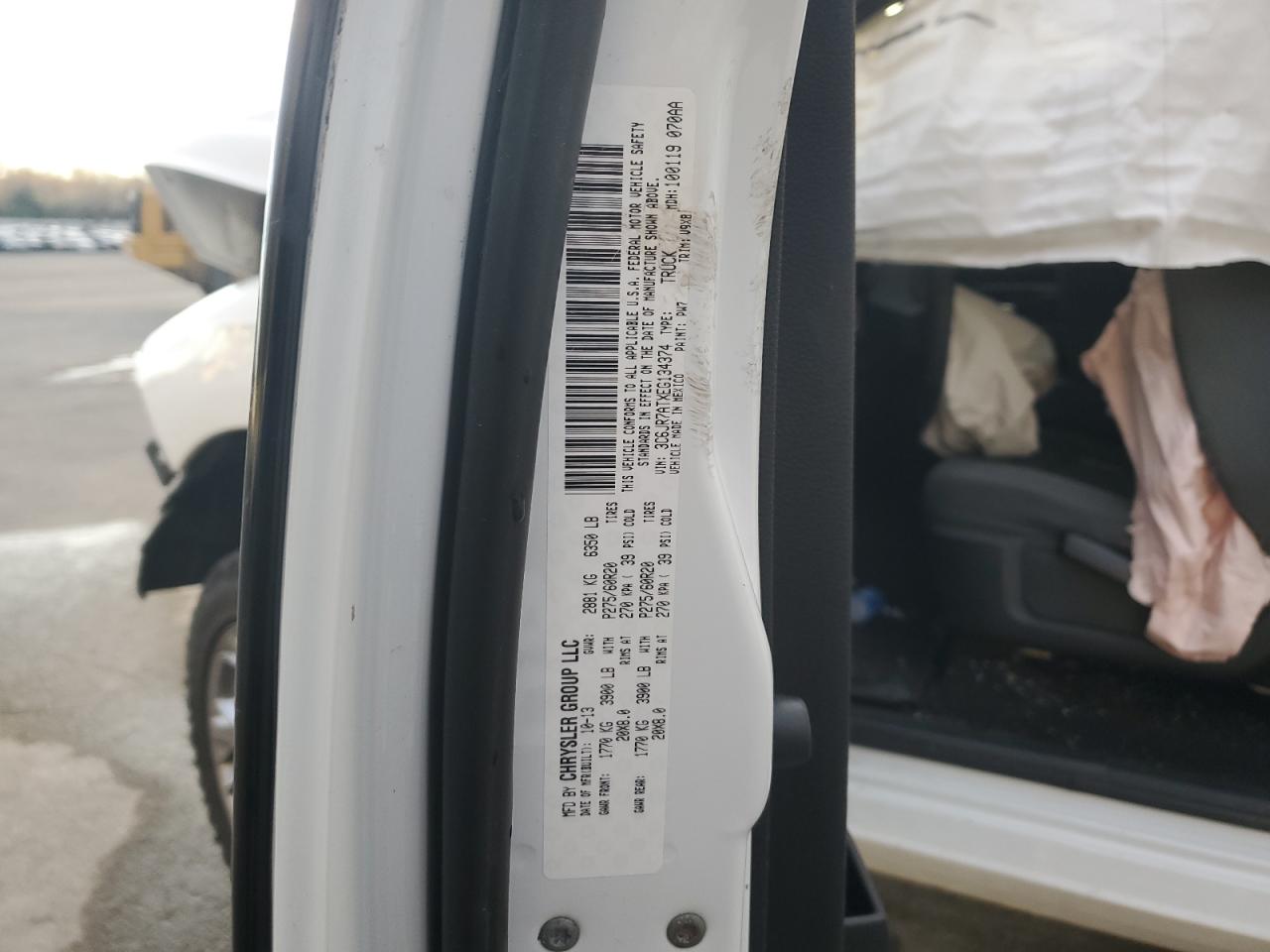 2014 Ram 1500 St VIN: 3C6JR7ATXEG134374 Lot: 92895935