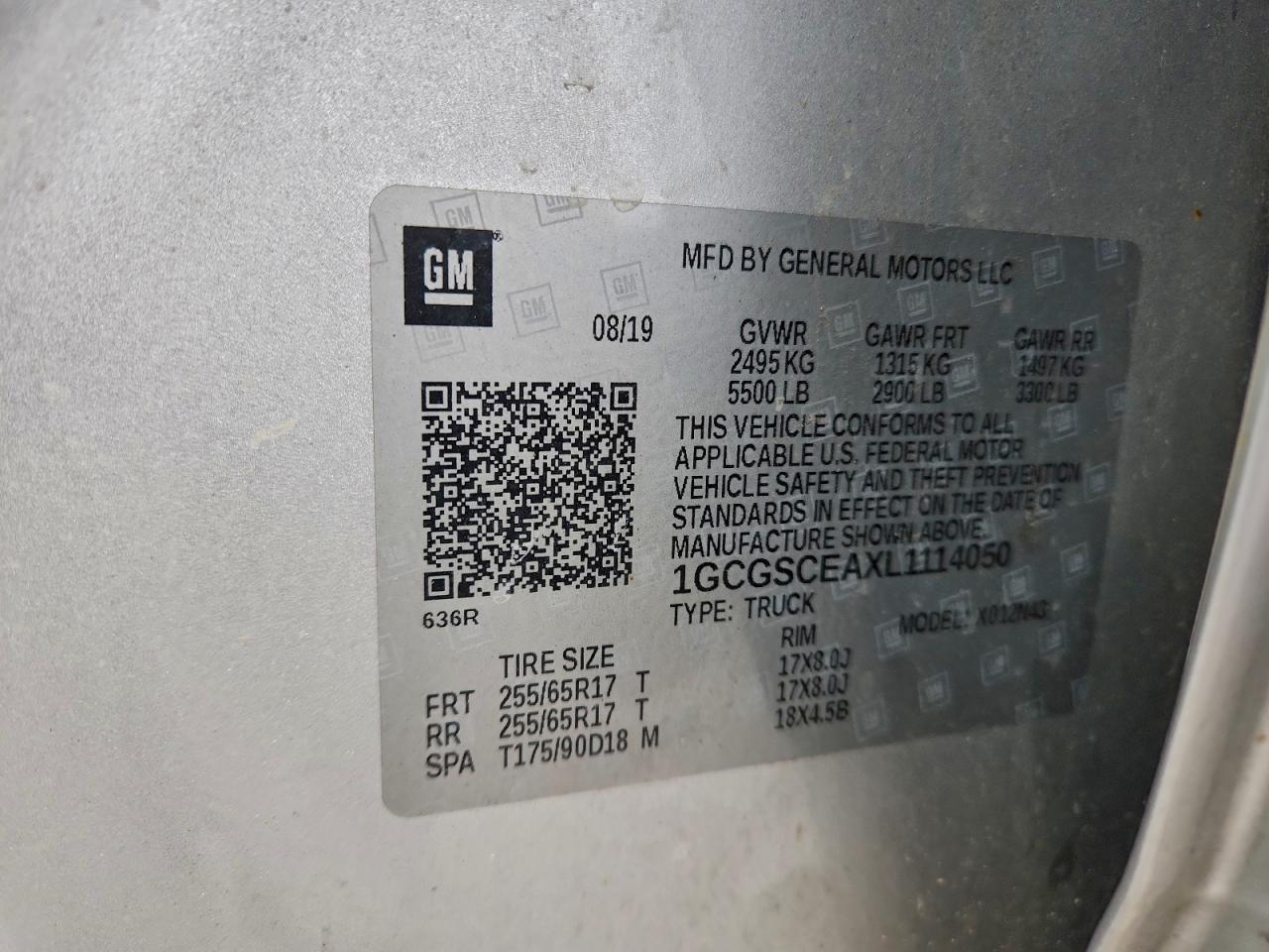 2020 Chevrolet Colorado Lt VIN: 1GCGSCEAXL1114050 Lot: 93888305