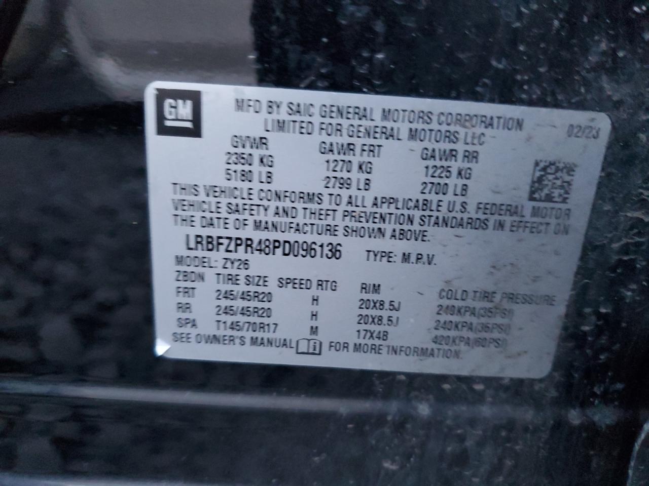 2023 Buick Envision Essence VIN: LRBFZPR48PD096136 Lot: 93450675
