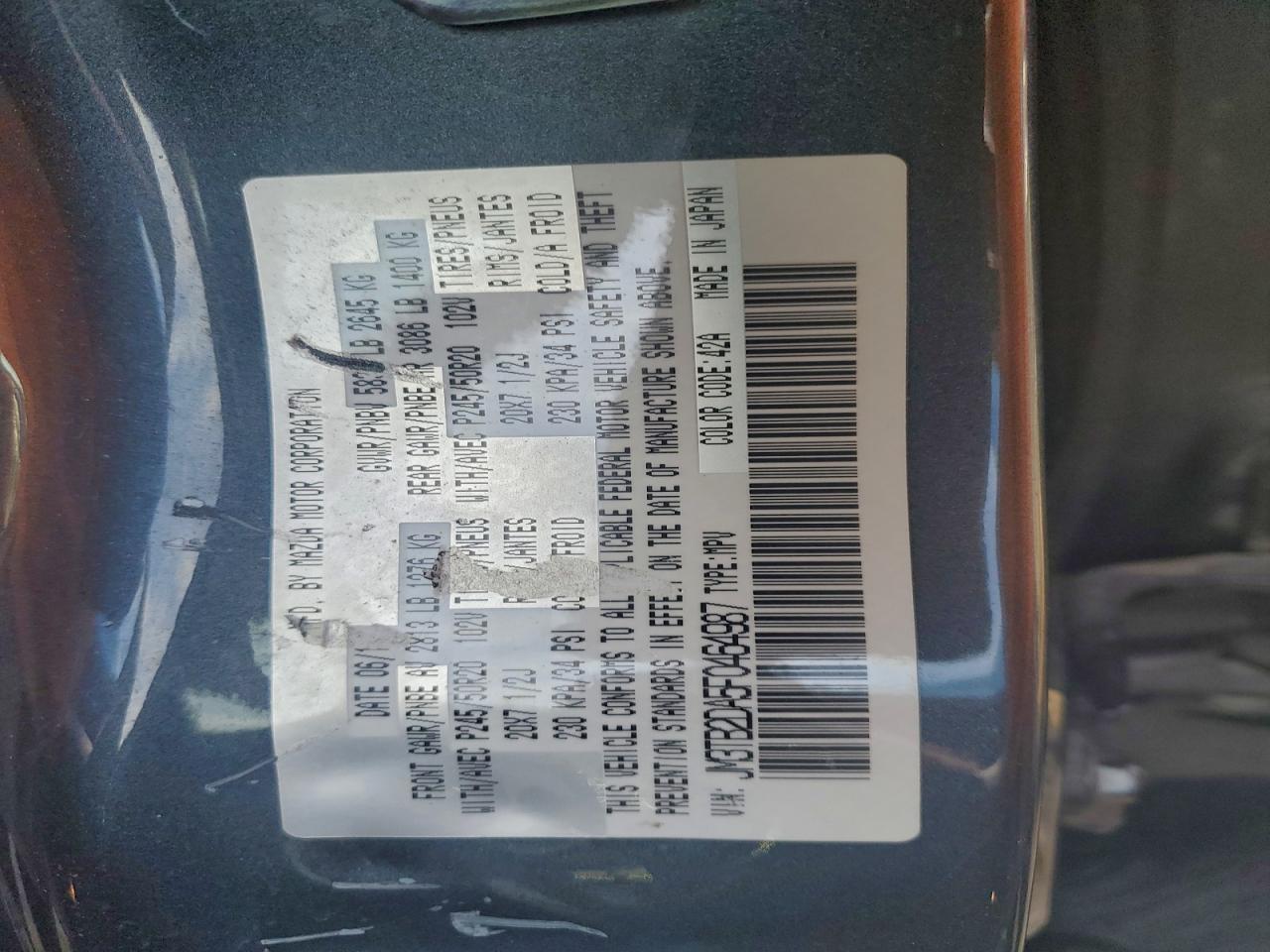 2015 Mazda Cx-9 Grand Touring VIN: JM3TB2DA5F0464987 Lot: 94867285