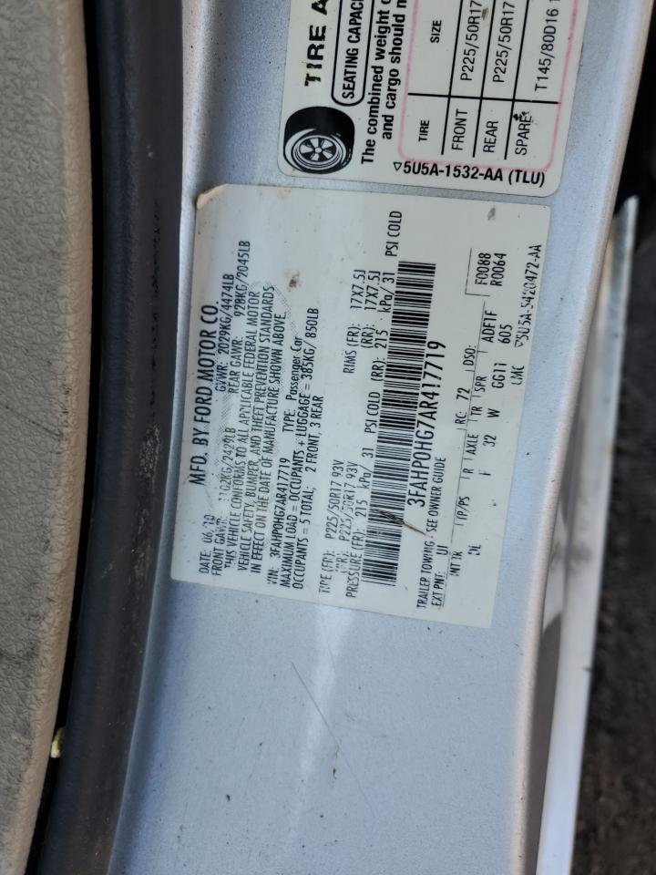 2010 Ford Fusion Se VIN: 3FAHP0HG7AR417719 Lot: 93006015