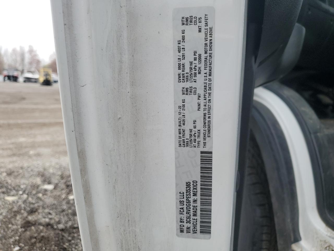 2023 Ram Promaster 2500 2500 High VIN: 3C6LRVDG6PE535365 Lot: 93404175