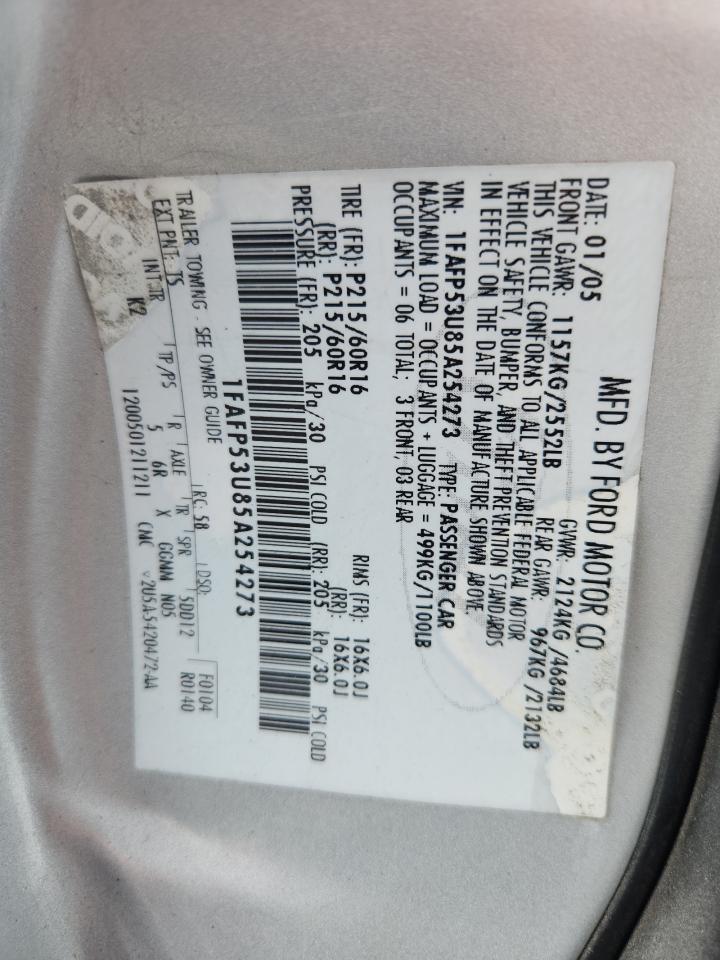 2005 Ford Taurus Se VIN: 1FAFP53U85A254273 Lot: 91710635