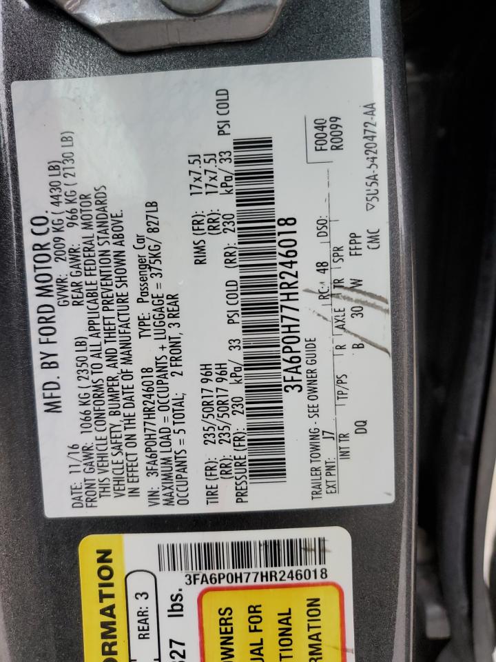 2017 Ford Fusion Se VIN: 3FA6P0H77HR246018 Lot: 93114075