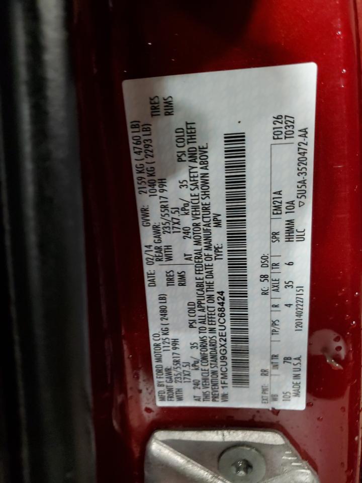 2014 Ford Escape Se VIN: 1FMCU9GX2EUC68424 Lot: 93430055