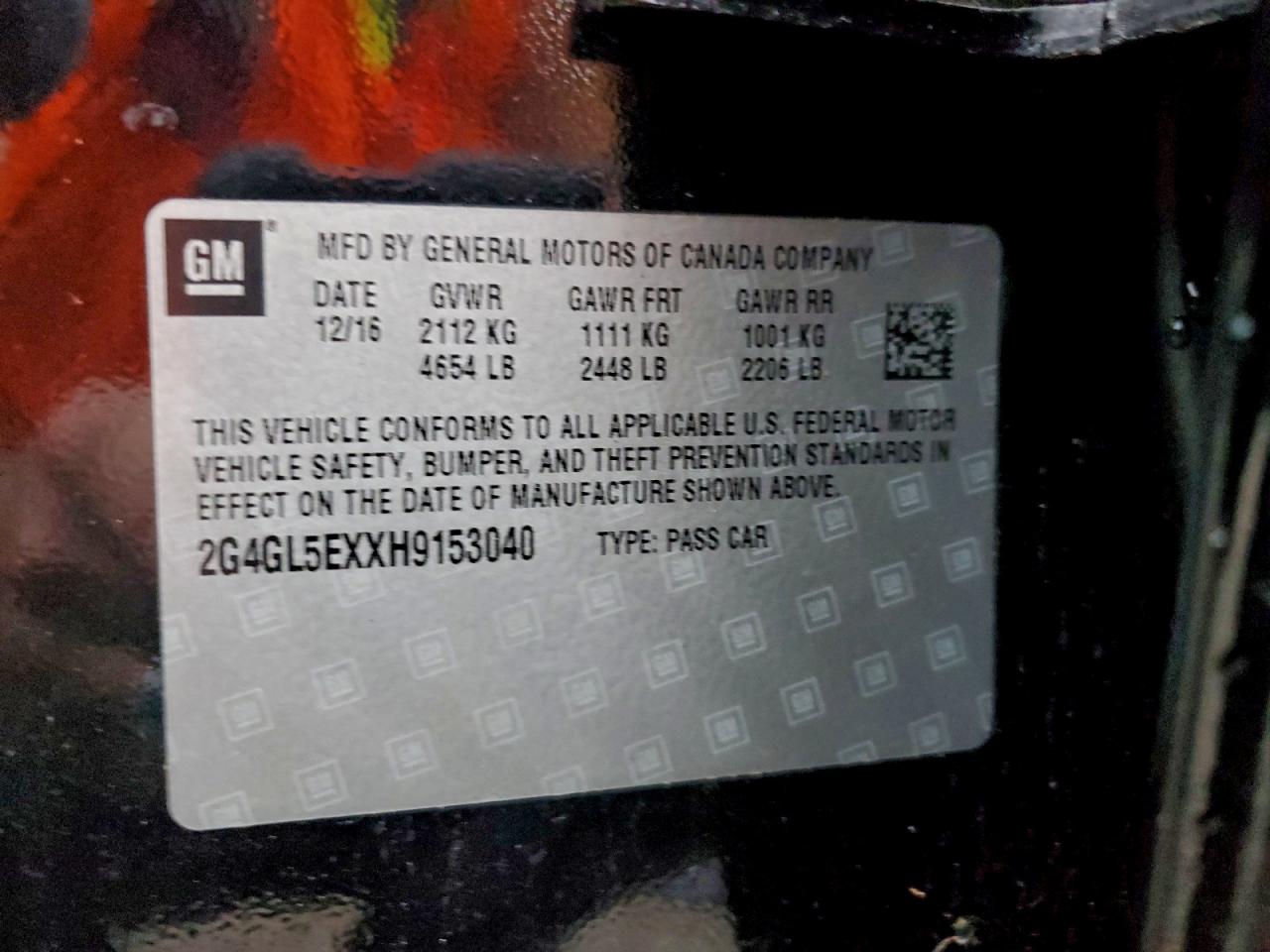 2017 Buick Regal Sport Touring VIN: 2G4GL5EXXH9153040 Lot: 93731315