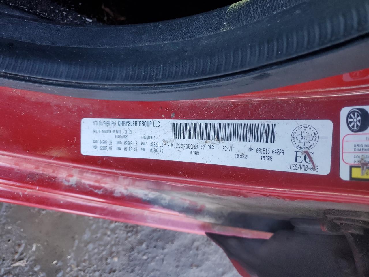 2013 Dodge Avenger Sxt VIN: 1C3CDZCB3DN692657 Lot: 91683355