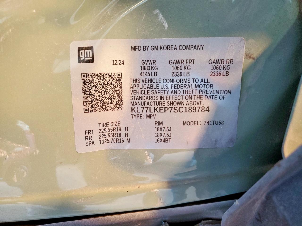 2025 Chevrolet Trax Activ VIN: KL77LKEP7SC189784 Lot: 91824195