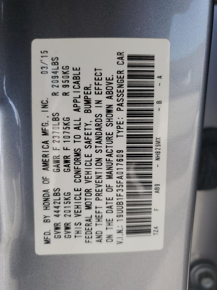 2015 Acura Tlx VIN: 19UUB1F35FA017609 Lot: 92000005