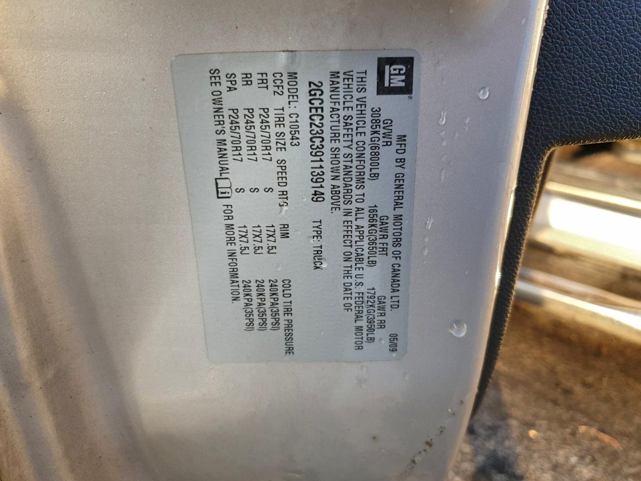 2009 Chevrolet Silverado C1500 Lt VIN: 2GCEC23C391139149 Lot: 94144845