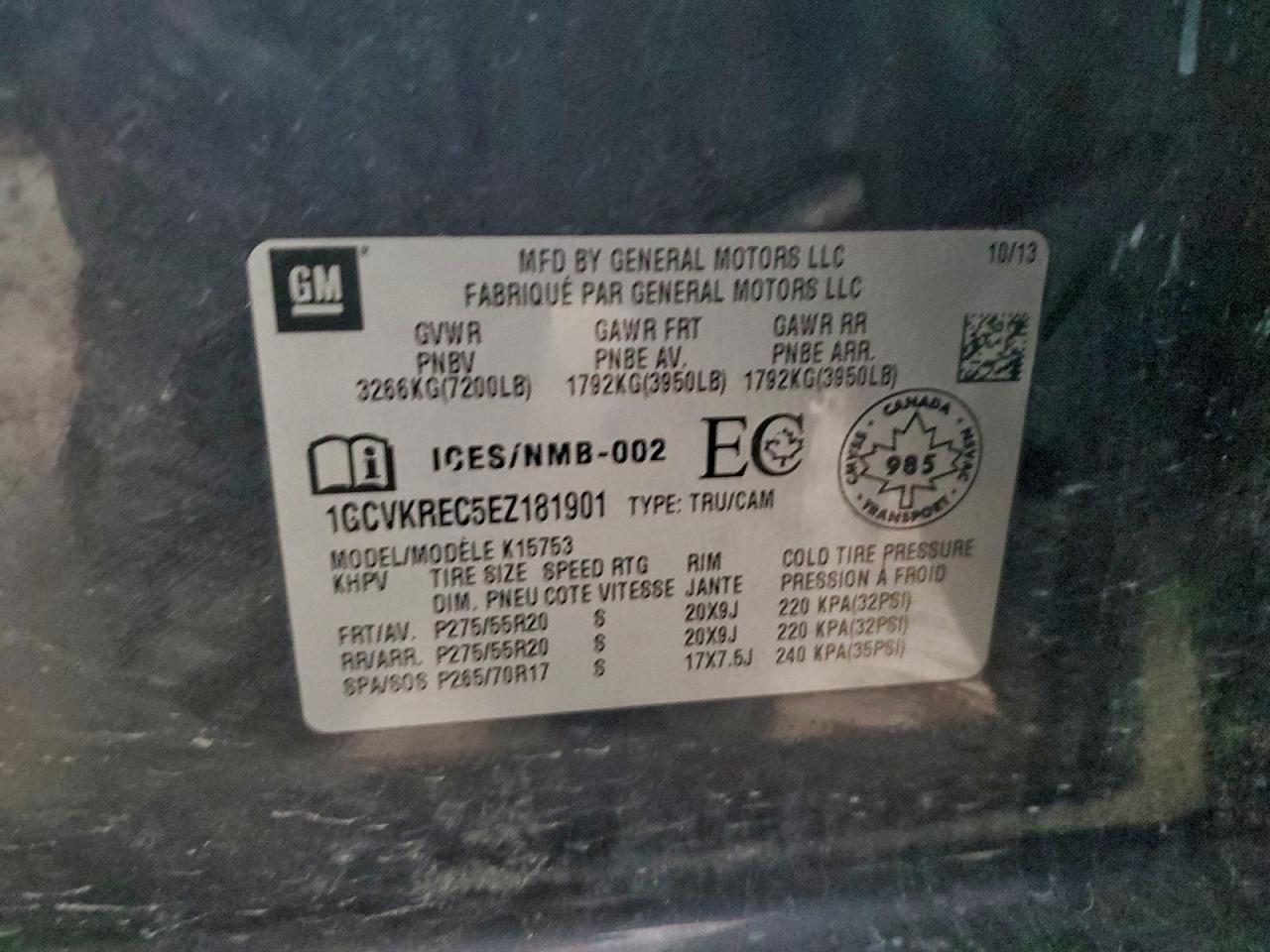 2014 Chevrolet Silverado K1500 Lt VIN: 1GCVKREC5EZ181901 Lot: 89816805