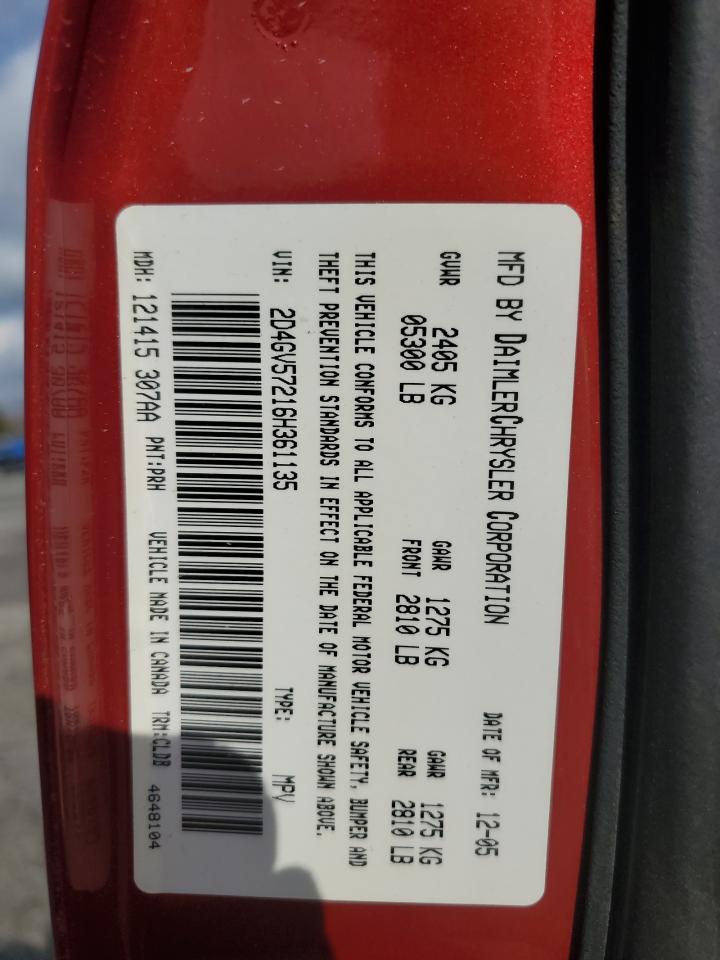 2006 Dodge Magnum R/T VIN: 2D4GV57216H361135 Lot: 93302895